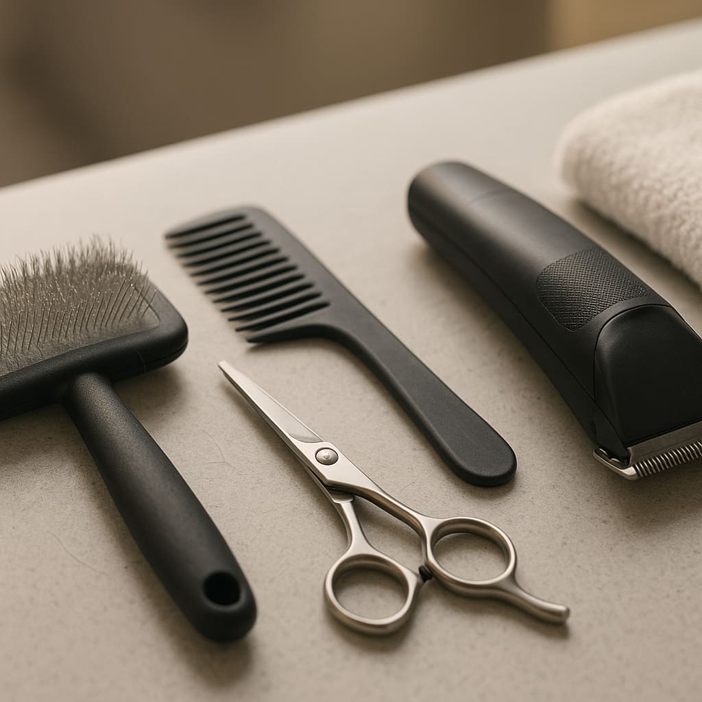 Saubere und geordnete Grooming-Werkzeuge